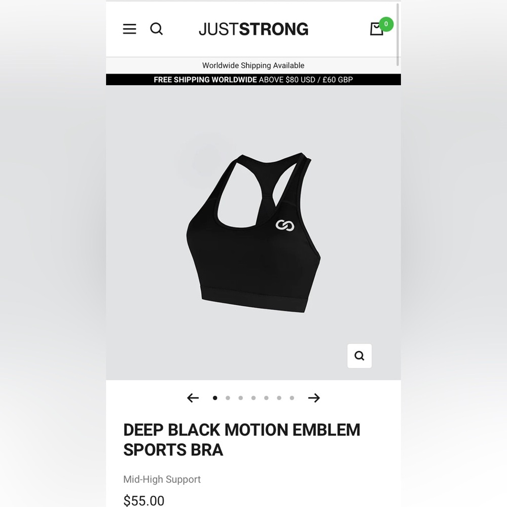 Brand new JUST STRONG black Motion Emblem Sports Bra